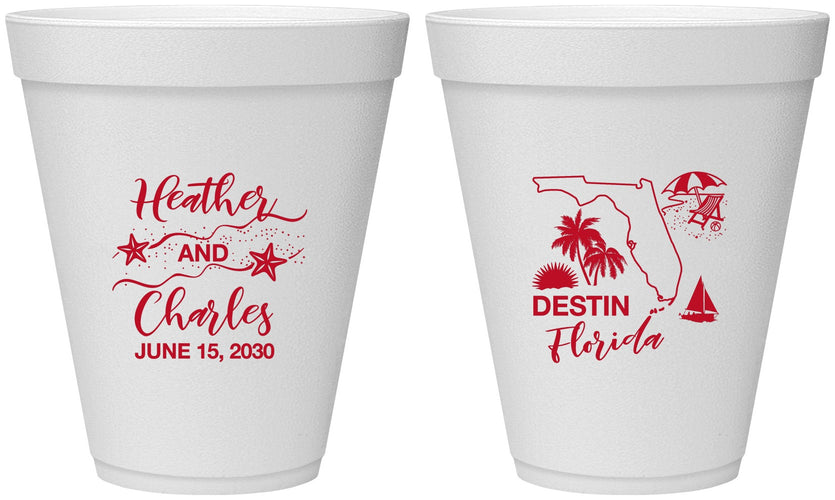 Personalized Wedding 12 oz Foam Cups - Florida | 158