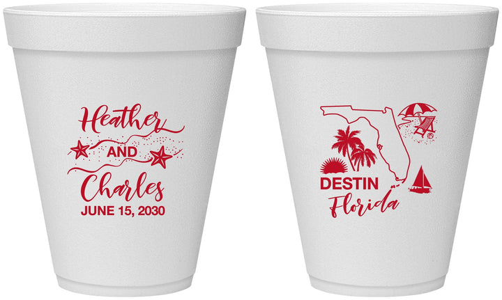 Personalized Wedding 12 oz Foam Cups - Florida | 158
