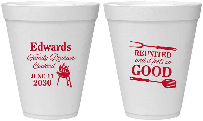 Personalized Family Reunion 12 oz Foam Cups - Bbq Reunited | 160001