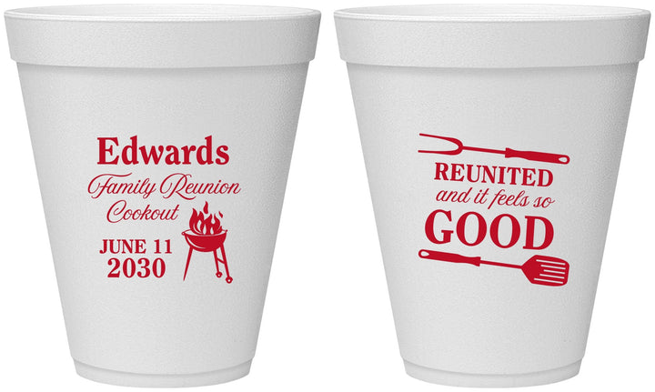 Personalized Family Reunion 12 oz Foam Cups - Bbq Reunited | 160001