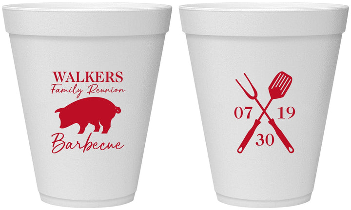Personalized Family Reunion 12 oz Foam Cups - Bbq Barbeque | 160003