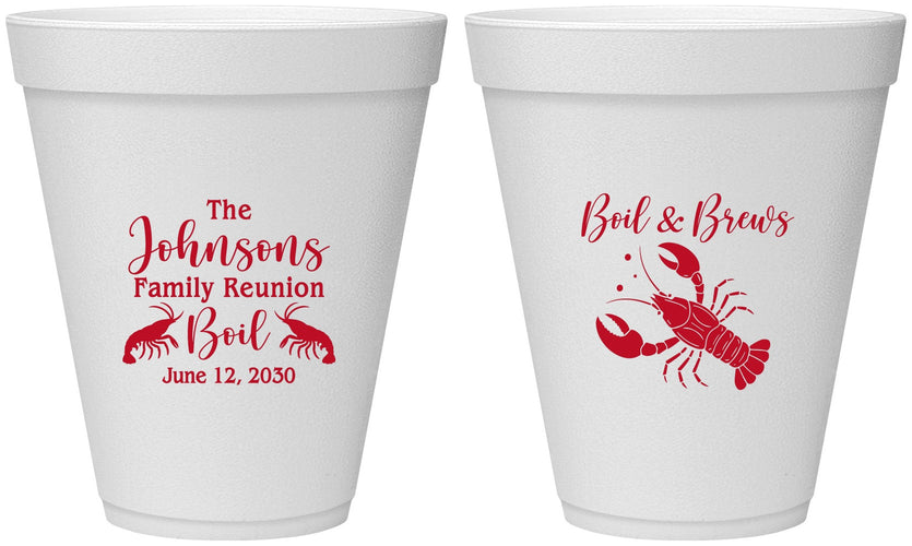 Personalized Family Reunion 12 oz Foam Cups - Crawfish Boil | 160005
