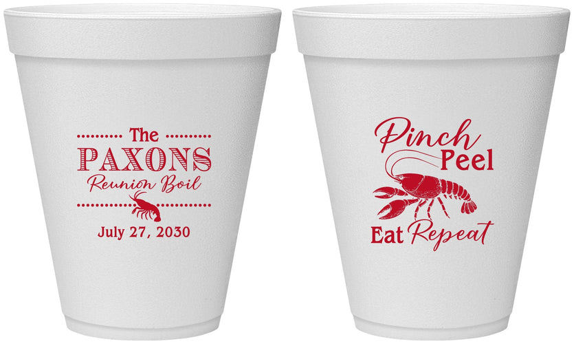 Personalized Family Reunion 12 oz Foam Cups - Crawfish Boil | 160006