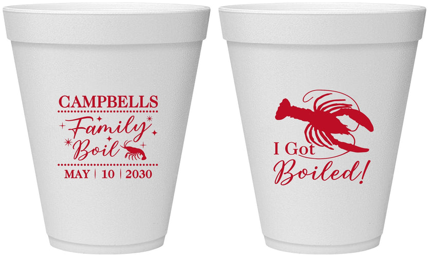 Personalized Family Reunion 12 oz Foam Cups - Crawfish Boil | 160008