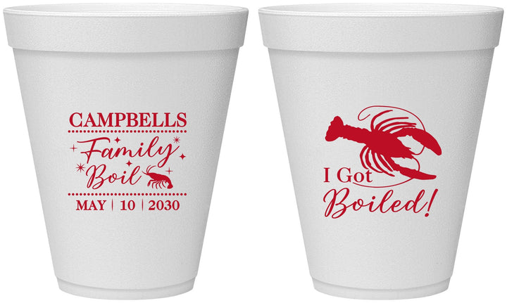 Personalized Family Reunion 12 oz Foam Cups - Crawfish Boil | 160008