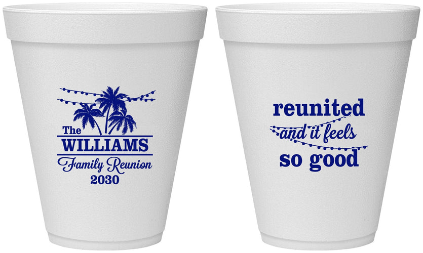 Personalized Family Reunion 12 oz Foam Cups - Beach Reunited | 160010