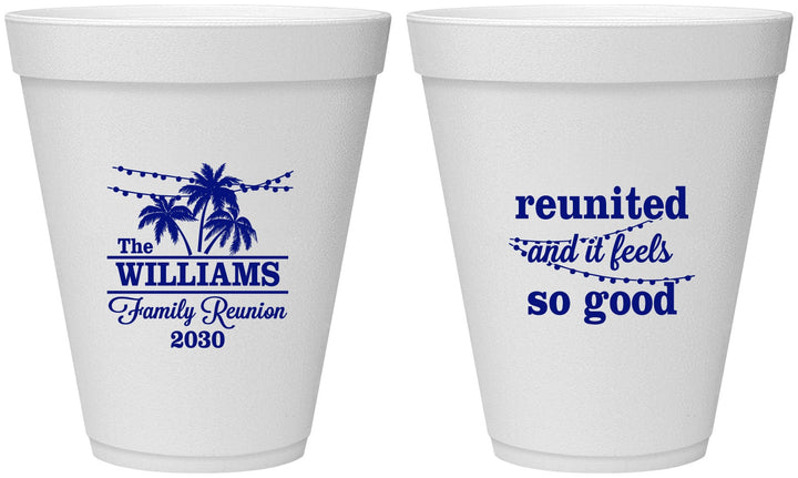 Personalized Family Reunion 12 oz Foam Cups - Beach Reunited | 160010