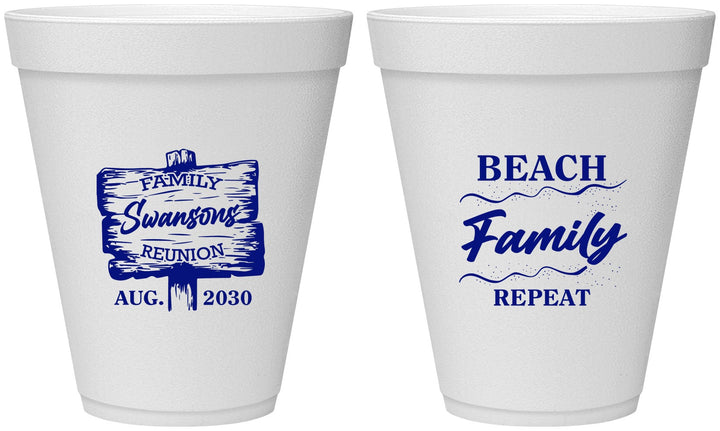 Personalized Family Reunion 12 oz Foam Cups - Beach Family Repeat | 160013