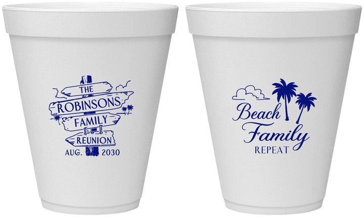 Personalized Family Reunion 12 oz Foam Cups - Beach Family Repeat | 160014