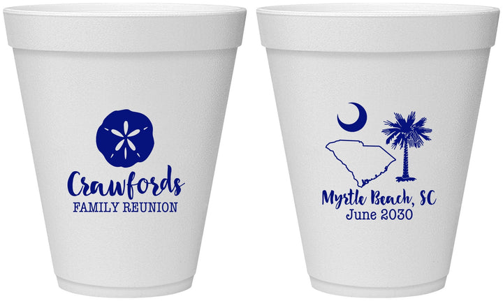 Personalized Family Reunion 12 oz Foam Cups - South Carolina | 160018