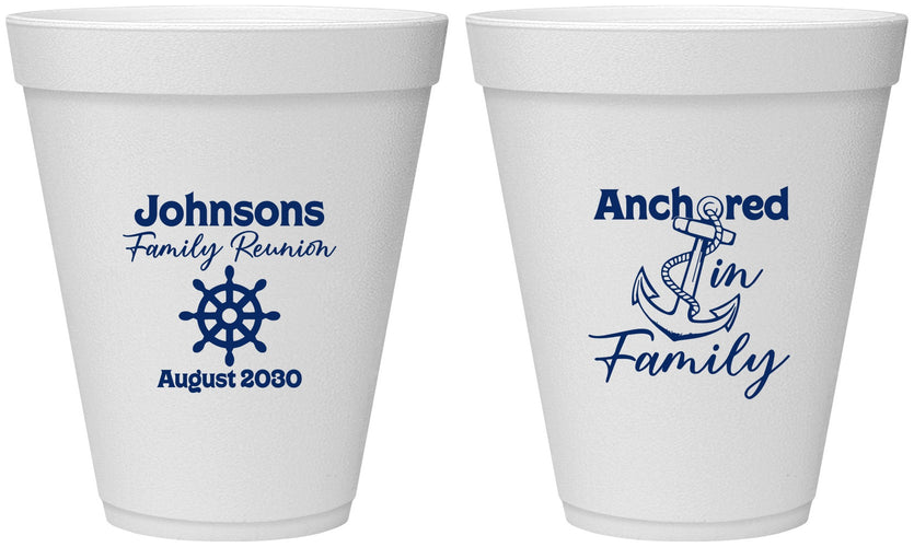 Personalized Family Reunion 12 oz Foam Cups - Cruise Nautical | 160020