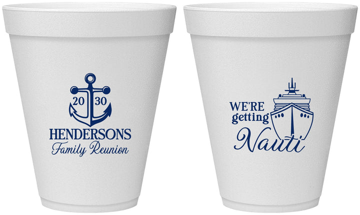 Personalized Family Reunion 12 oz Foam Cups - Cruise Nautical | 160021