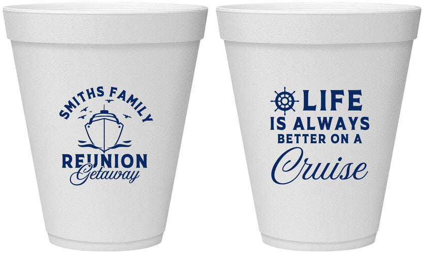 Personalized Family Reunion 12 oz Foam Cups - Cruise Nautical | 160022