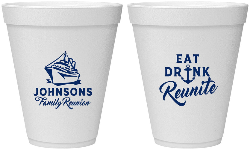 Personalized Family Reunion 12 oz Foam Cups - Cruise Nautical | 160023