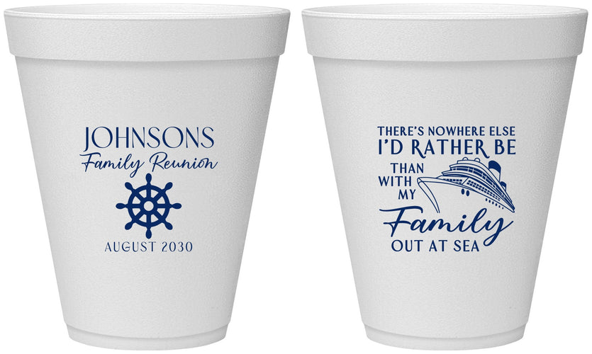 Personalized Family Reunion 12 oz Foam Cups - Cruise Nautical | 160024