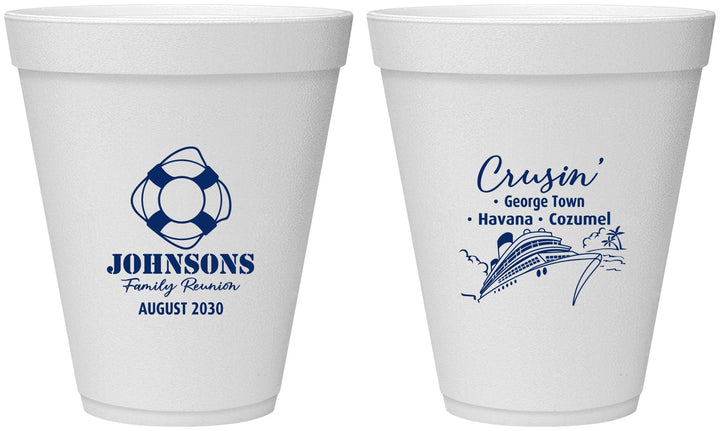 Personalized Family Reunion 12 oz Foam Cups - Cruise Crusin | 160025