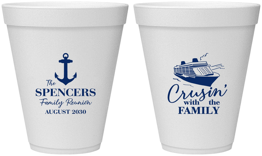 Personalized Family Reunion 12 oz Foam Cups - Cruise Crusin | 160026