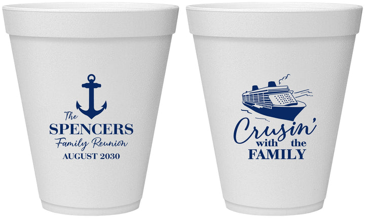 Personalized Family Reunion 12 oz Foam Cups - Cruise Crusin | 160026