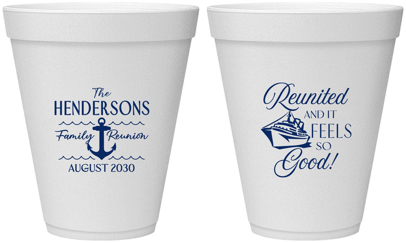 Personalized Family Reunion 12 oz Foam Cups - Cruise Anchor | 160027