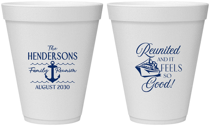 Personalized Family Reunion 12 oz Foam Cups - Cruise Anchor | 160027