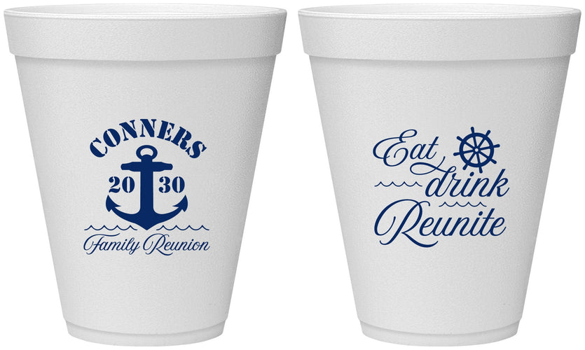 Personalized Family Reunion 12 oz Foam Cups - Cruise Anchor | 160028