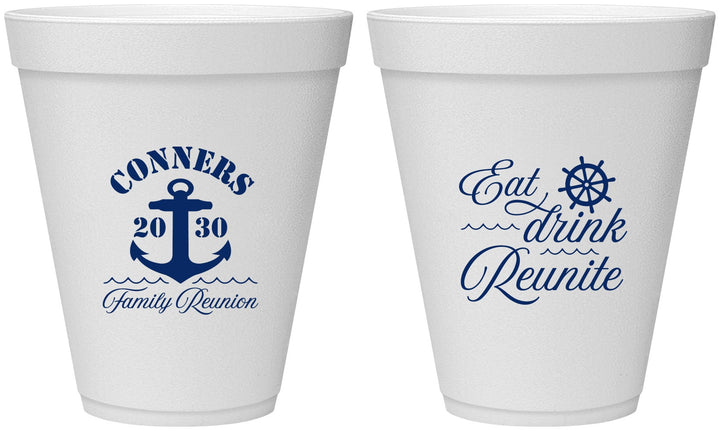 Personalized Family Reunion 12 oz Foam Cups - Cruise Anchor | 160028