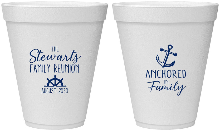 Personalized Family Reunion 12 oz Foam Cups - Cruise Anchor | 160029