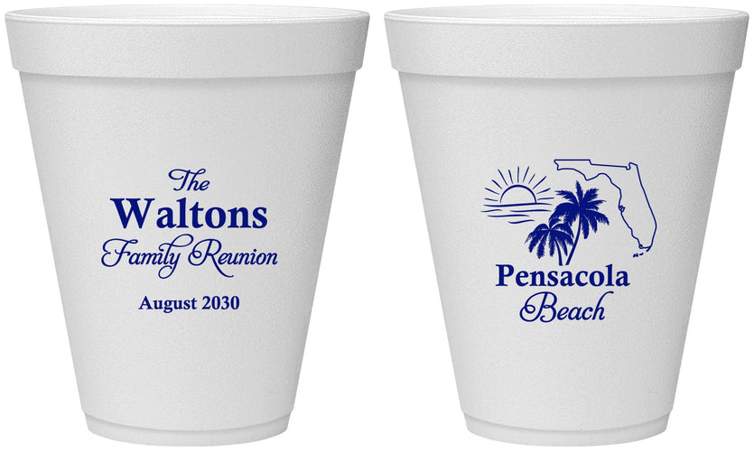 Personalized Family Reunion 12 oz Foam Cups - Florida Beach | 160036