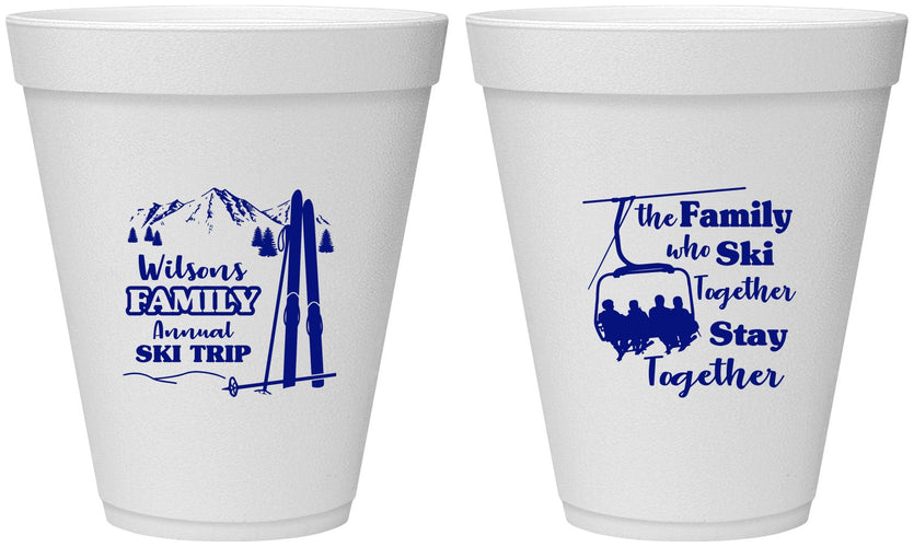 Personalized Family Reunion 12 oz Foam Cups - Ski Trip | 160040