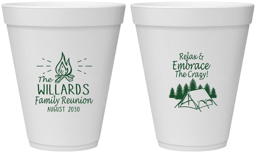 Personalized Family Reunion 12 oz Foam Cups - Camping | 160045