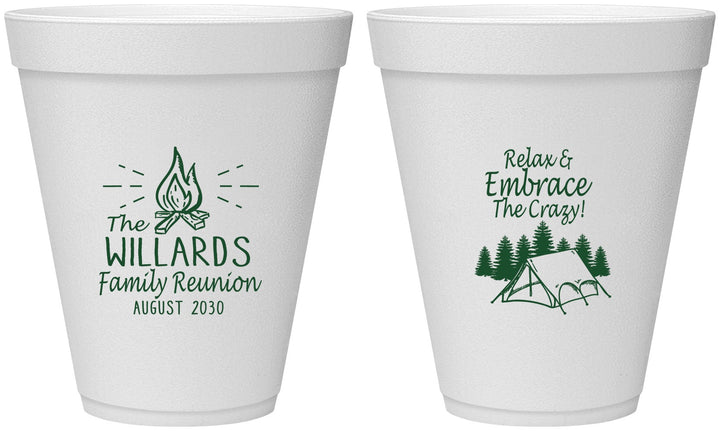 Personalized Family Reunion 12 oz Foam Cups - Camping | 160045