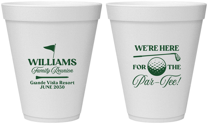 Personalized Family Reunion 12 oz Foam Cups - Golf | 160047