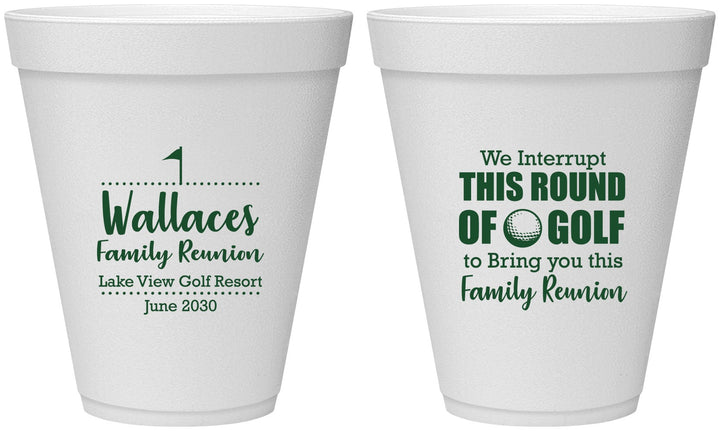 Personalized Family Reunion 12 oz Foam Cups - Golf | 160048
