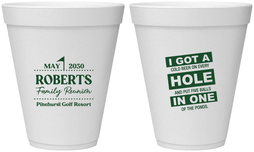 Personalized Family Reunion 12 oz Foam Cups - Golf | 160049
