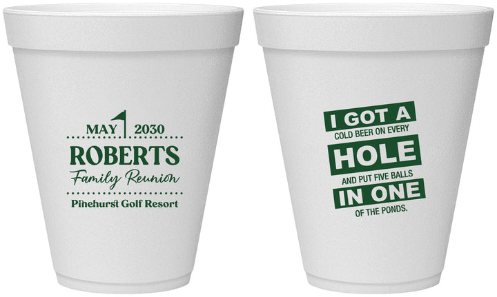 Personalized Family Reunion 12 oz Foam Cups - Golf | 160049