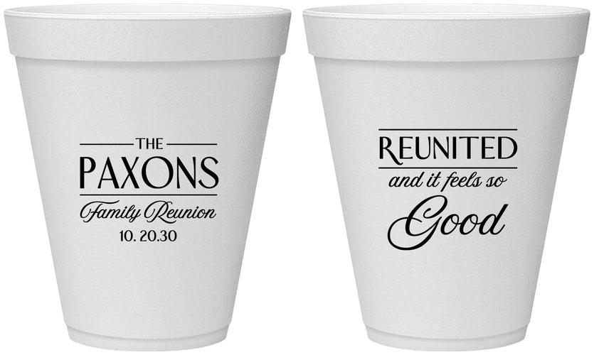 Personalized Family Reunion 12 oz Foam Cups - Reunited Feels So Good | 160052