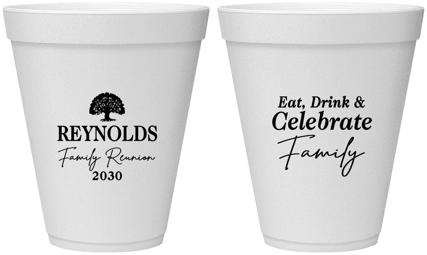 Personalized Family Reunion 12 oz Foam Cups - Eat Drink Celebrate | 160053