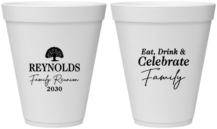 Personalized Family Reunion 12 oz Foam Cups - Eat Drink Celebrate | 160053