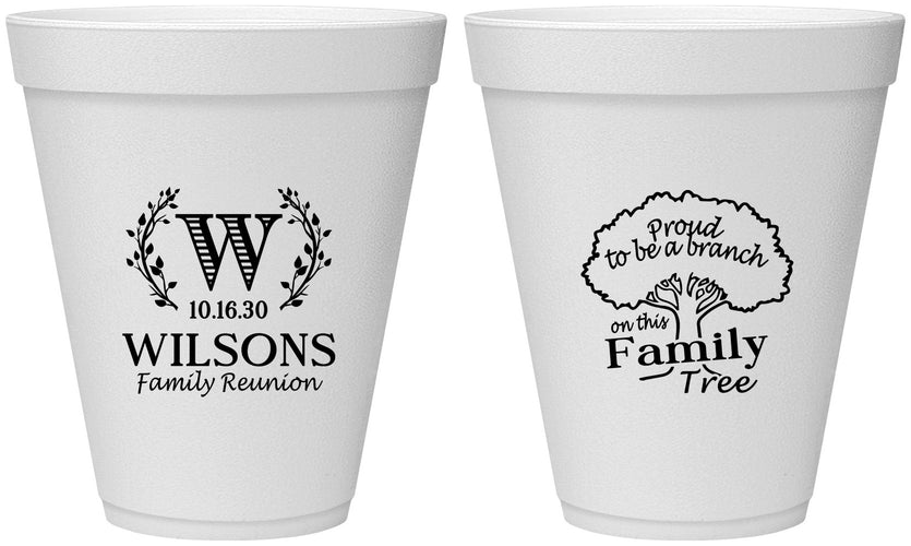 Personalized Family Reunion 12 oz Foam Cups - Monogram Tree | 160056