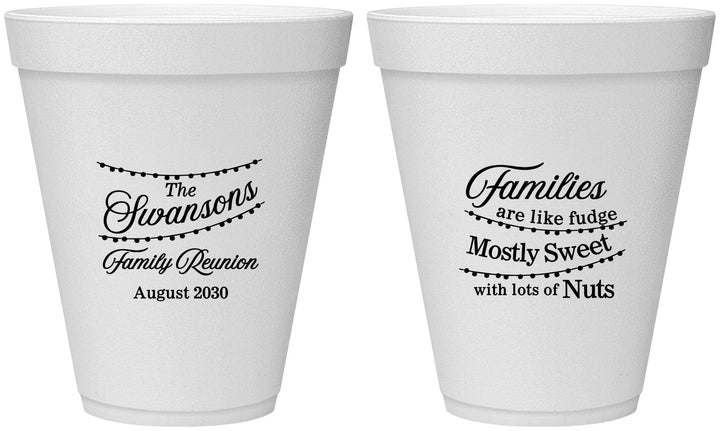 Personalized Family Reunion 12 oz Foam Cups - String Lights | 160059