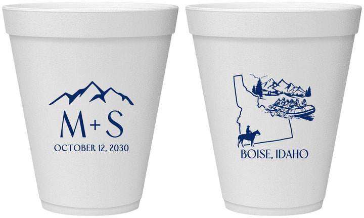 Personalized Wedding 12 oz Foam Cups - Idaho | 161