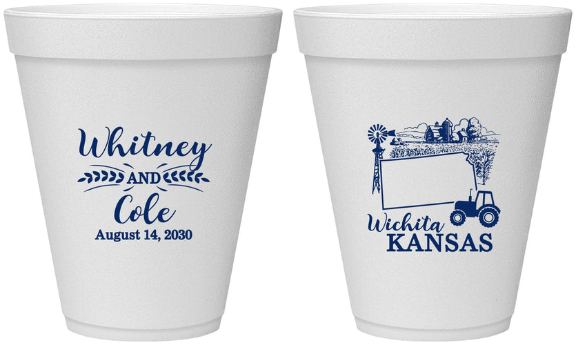 Personalized Wedding 12 oz Foam Cups - Kansas | 165