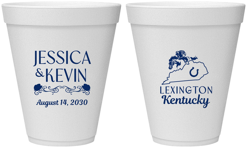 Personalized Wedding 12 oz Foam Cups - Kentucky | 166