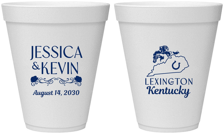 Personalized Wedding 12 oz Foam Cups - Kentucky | 166