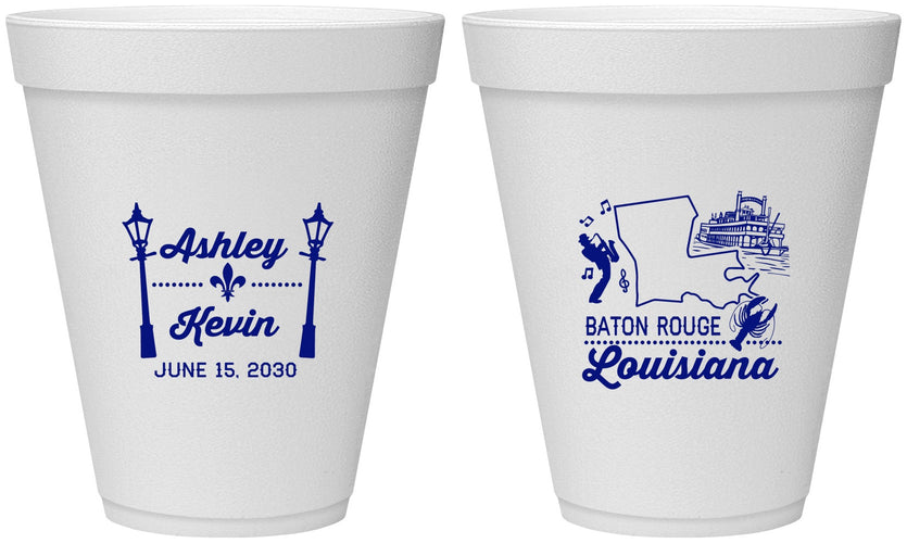 Personalized Wedding 12 oz Foam Cups - Louisiana | 167