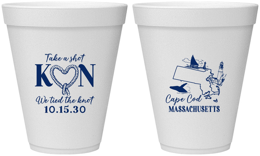 Personalized Wedding 12 oz Foam Cups - Massachusetts | 170