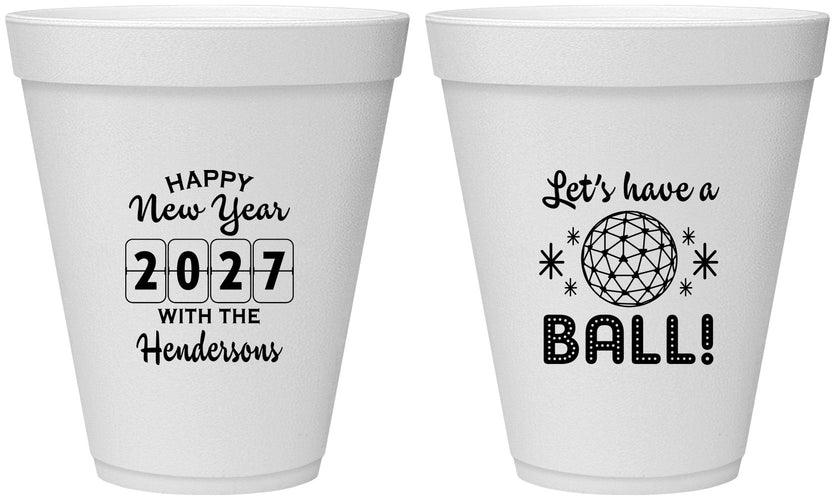 Personalized New Years 12 oz Foam Cups - 2027 Lets Have A Ball | 170001
