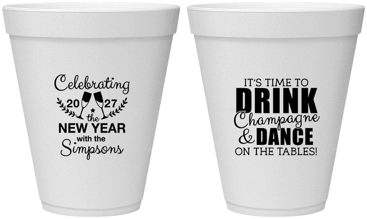 Personalized New Years 12 oz Foam Cups - 2027 Drink Dance | 170002
