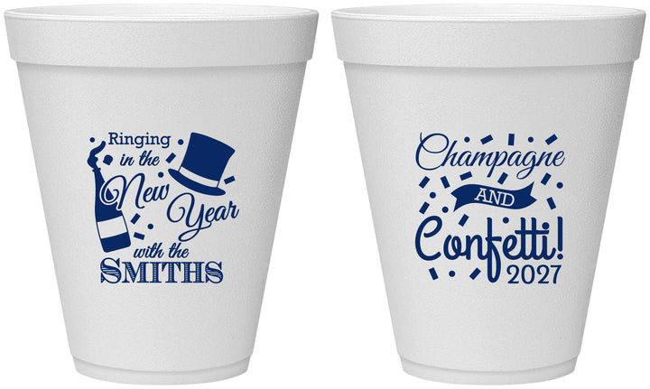 Personalized New Years 12 oz Foam Cups - 2027 Confetti | 170003