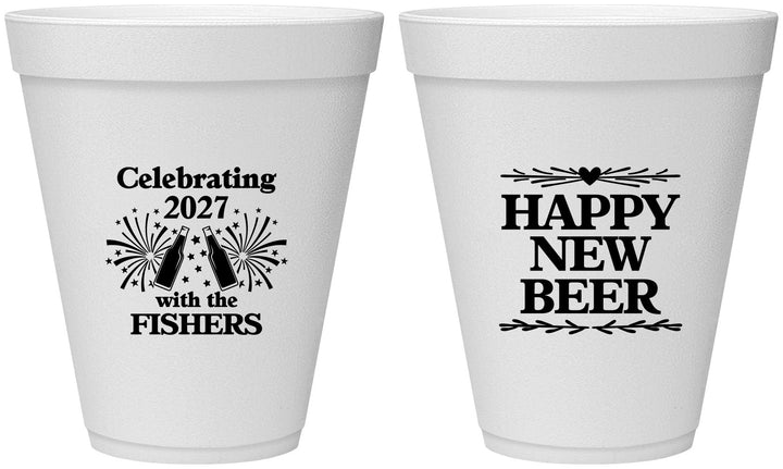 Personalized New Years 12 oz Foam Cups - 2027 Happy New Beer | 170004